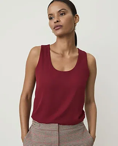 Ann Taylor Mixed Media Tank Top In Vivid Scarlet