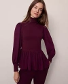 Ann Taylor Mixed Media Turtleneck Sweater In Purple