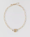 Ann Taylor Mixed Metal Double Ring Necklace In Gold