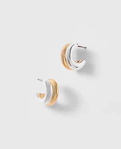 Ann Taylor Mixed Metal Mini Hoop Earrings In Gold