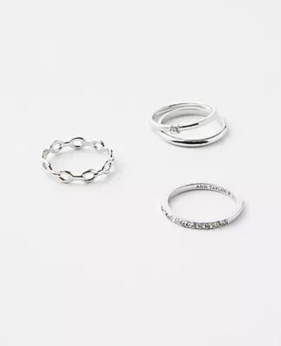 Ann Taylor Mixed Ring Set In Silvertone