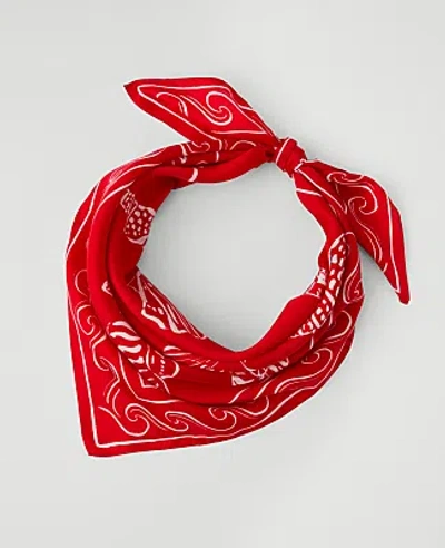 Ann Taylor Mixed Shell Print Silk Scarf In Red