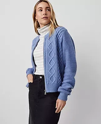 Ann Taylor Mixed Stitch Bomber Jacket In Whimsical Peri