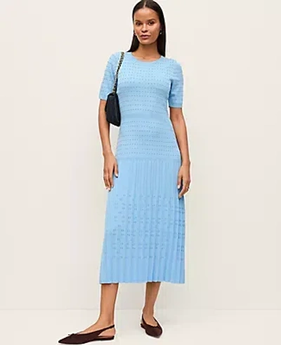 Ann Taylor Mixed Stitch Sweater Dress In Blue