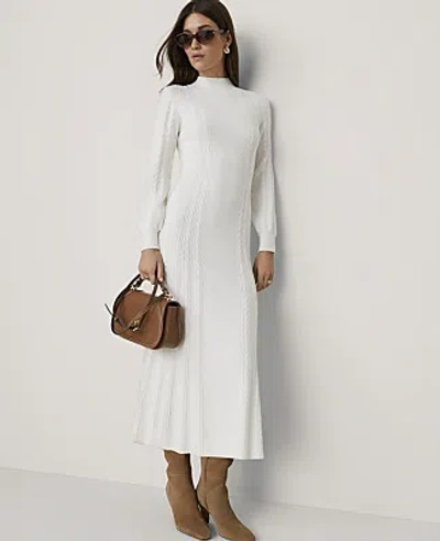 Ann Taylor Mixed Stitch Sweater Dress In Winter White