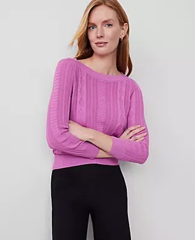 Ann Taylor Mixed Stitch Sweater In Orchid Glow