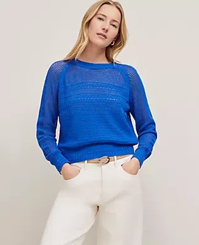 Ann Taylor Mixed Stitch Sweater In Power Blue