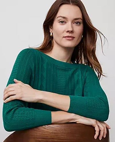Ann Taylor Mixed Stitch Sweater In Shady Glade