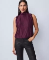 Ann Taylor Mock Neck Bubble Hem Top In Purple