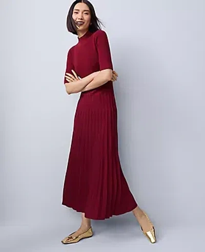 Ann Taylor Mock Neck Pleated Sweater Dress