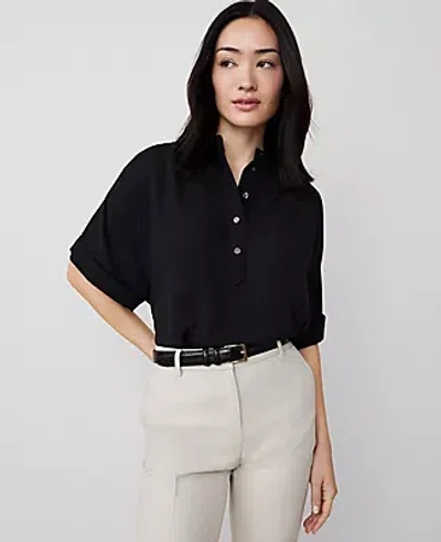 Ann Taylor Mock Neck Popover Top In Black
