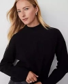 Ann Taylor Mock Neck Ribbed Sweater In Black