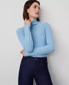 Ann Taylor Mock Neck Ribbed Sweater In Santa Cruz Blue