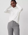 Ann Taylor Mock Neck Ribbed Sweater In Winter White