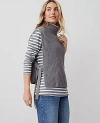 Ann Taylor Mock Neck Sleeveless Ribbed Vest In Charcoal Grey