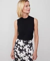 Ann Taylor Mock Neck Sweater Shell Top In Black