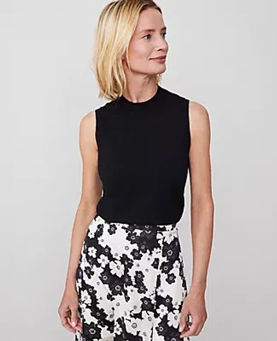 Ann Taylor Mock Neck Sweater Shell Top In Black