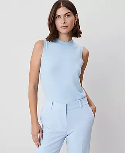 Ann Taylor Mock Neck Sweater Shell Top In Freesia Blue