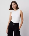 Ann Taylor Mock Neck Sweater Shell Top In Winter White
