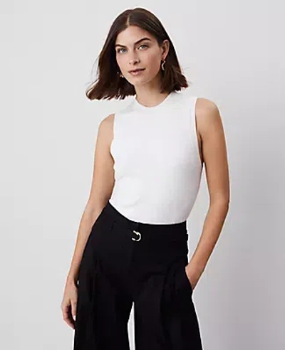 Ann Taylor Mock Neck Sweater Shell Top In Winter White