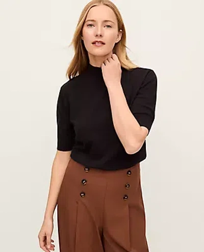 Ann Taylor Mock Neck Sweater Tee In Black