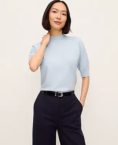 Ann Taylor Mock Neck Sweater Tee In Blue