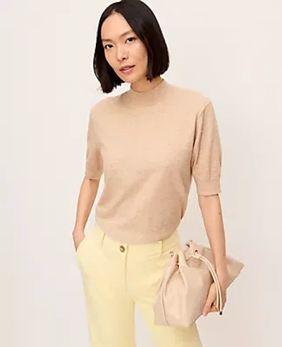 Ann Taylor Mock Neck Sweater Tee In Brown