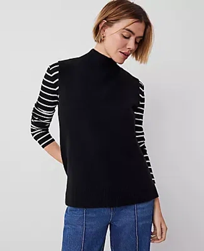 Ann Taylor Mock Neck Sweater Vest In Black