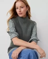 Ann Taylor Mock Neck Sweater Vest In Dried Cilantro