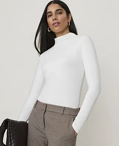 Ann Taylor Mock Neck Top In Winter White