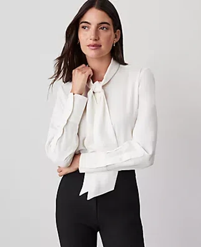 Ann Taylor Modern Bow Blouse In Winter White