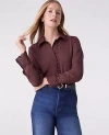 Ann Taylor Modern Lace Trim Blouse In Brown