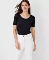 Ann Taylor Seamless Scoop Neck Tee In Black