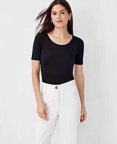 Ann Taylor Seamless Scoop Neck Tee In Black