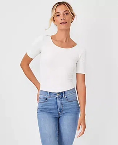 Ann Taylor Seamless Scoop Neck Tee In Winter White