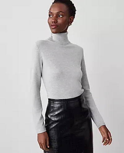 Ann Taylor Modern Turtleneck Sweater In Pebble Grey Heather