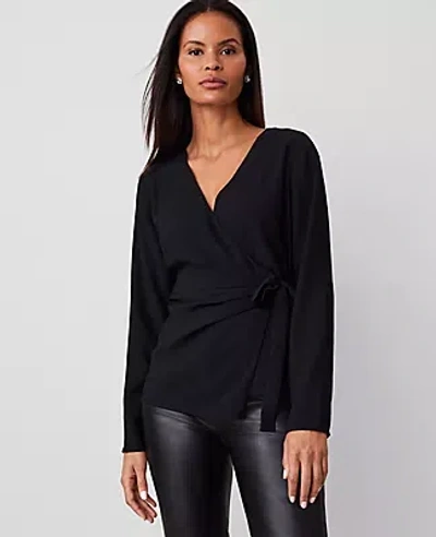 Ann Taylor Modern Wrap Blouse In Black
