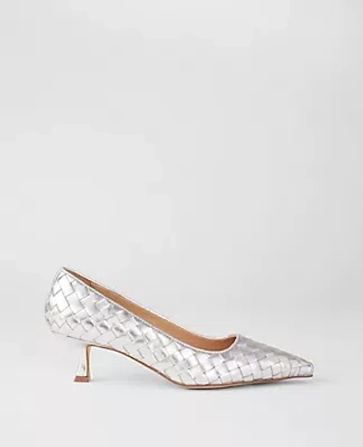 Ann Taylor Nip Toe Kitten Heel Pumps In Silver