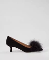 Ann Taylor Nip-toe Kitten-heel Suede Feather Pump In Black