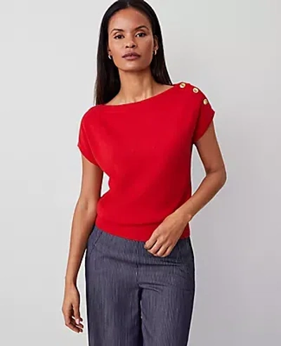 Ann Taylor Off-the-shoulder Sweater In Bright Cherry