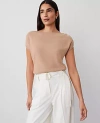 Ann Taylor Off-the-shoulder Sweater In Cappuccino Tan