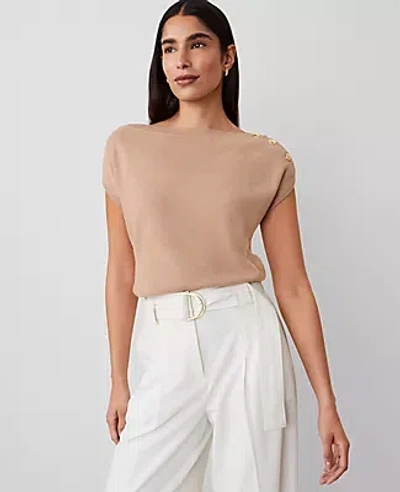 Ann Taylor Off-the-shoulder Sweater In Cappuccino Tan