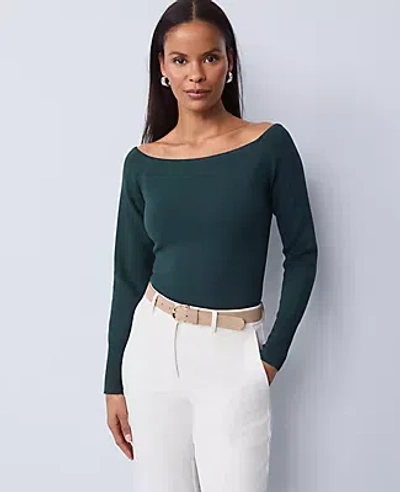 Ann Taylor Off-the-shoulder Sweater In Green