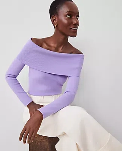 Ann Taylor Off-the-shoulder Sweater In Radiant Amethyst