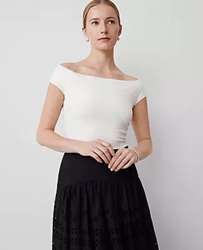 Ann Taylor Off-the-shoulder Top In Winter White