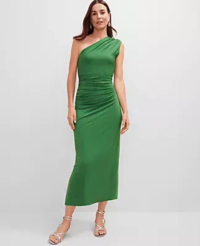 Ann Taylor One Shoulder Shirred Midi Dress