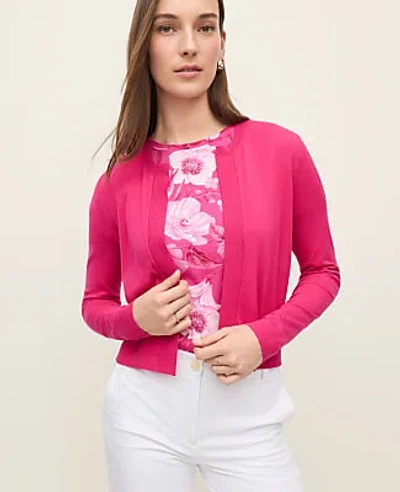 Ann Taylor Open Crop Cardigan In Pink