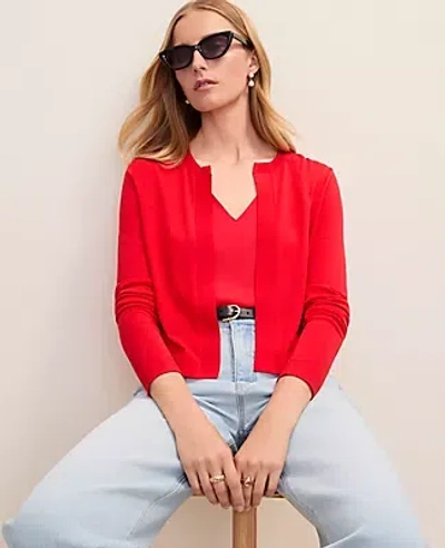 Ann Taylor Open Crop Cardigan In Red