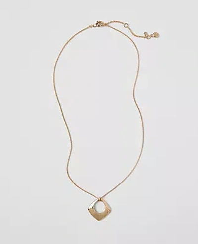 Ann Taylor Open Square Pendant Necklace In Gold