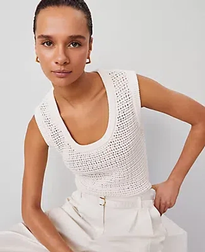 Ann Taylor Open-stitch Sweater Shell Top In Winter White